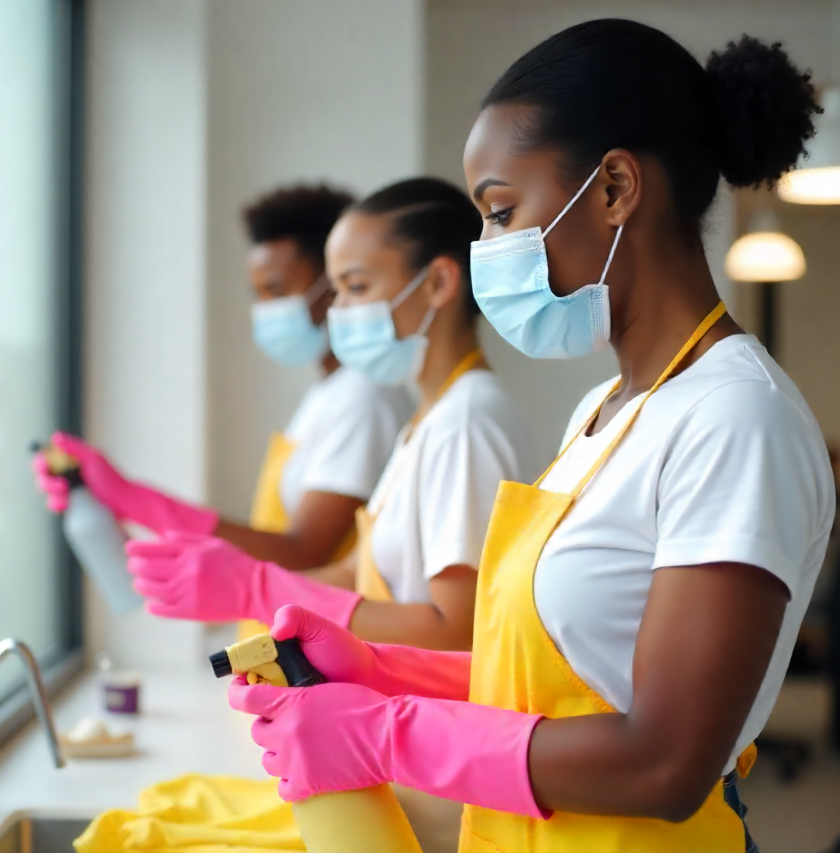 freepik cleaning services with pink glofs and yellow cloth 34357